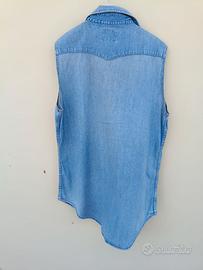 Camicia smanicata jeans Wrangler vintage uomo