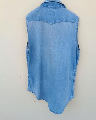 Camicia smanicata jeans Wrangler vintage uomo