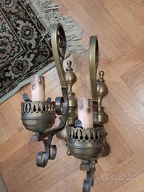 2 applique da parete in ottone ,Vintage 