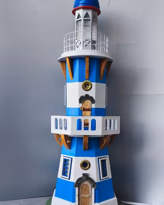 Lampada faro in legno da arredo fatto a mano