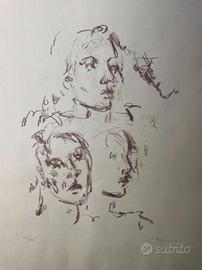 Litografia Osvaldo Piraccini - Tre Volti - Quadro