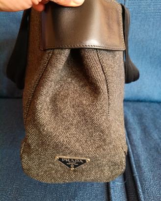 borsa Prada originale in lana tweed e pelle