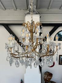 COPPIA CHANDELIER VINTAGE LAMPADARIO ORO