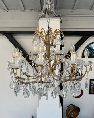 COPPIA CHANDELIER VINTAGE LAMPADARIO ORO