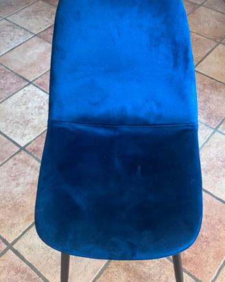 Sedie blu elettrico effetto velluto