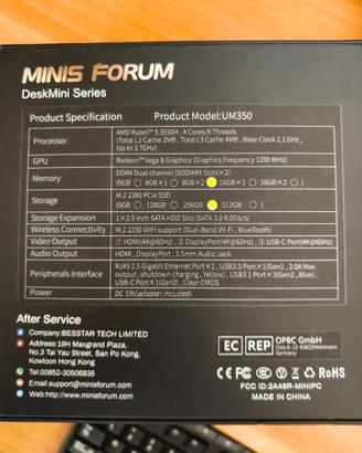 MINIPC MINISFORUM DESKMINI UM350 RYZEN