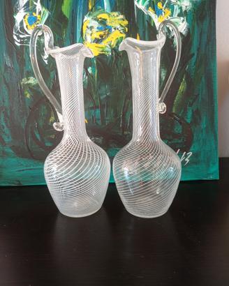 caraffa brocca vetro di murano reticello