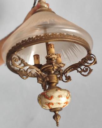 Lampadario vintage con 3 lampadine 