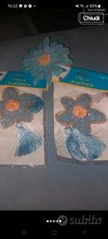 2 fiori per tende a calamita colore azzurro 