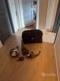 Lotto 5 valigie vintage e borsa in pelle