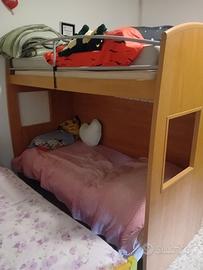 letto a castello in ciliegio