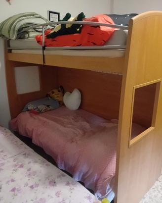 letto a castello in ciliegio