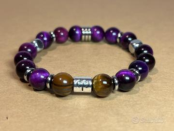 Bracciale segni zodiacale: TORO pietra e acciaio