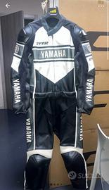 Tutone in vera pelle yamaha nero bianco e grigio