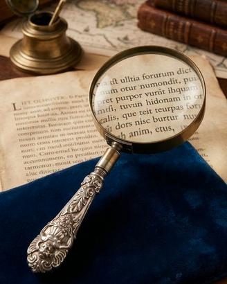 Antica lente di ingrandimento in argento