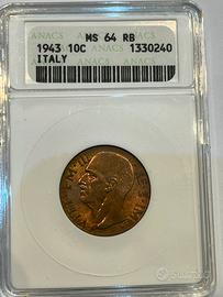 10 Cent  1943 Spiga  V.E. III