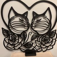 Soprammobile gattini innamorati Line Art 3D