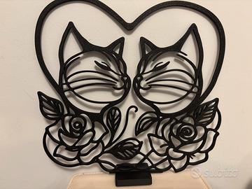 Soprammobile gattini innamorati Line Art 3D