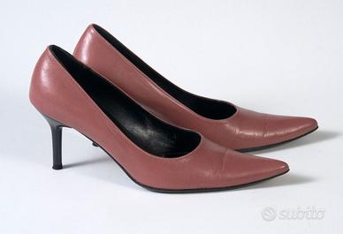 scarpe decollete' pelle rosa donna