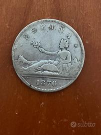 Moneta 5 pesetas Espana 1870