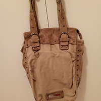 Borsa Fornarina in tela/ pelle scamosciata beige