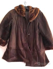 Cappotto vintage in morbida pelle scamosciata