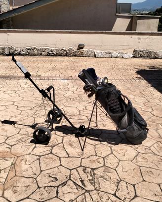 sacca da golf completa  + carrello porta sacca