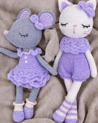 Bamboline amigurumi fatte a mano – Gattina e Topol