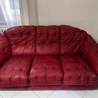 Divanoletto in pelle rosso con materassa