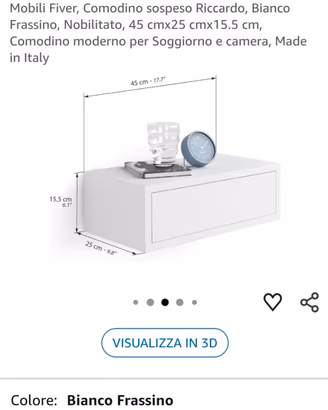 Coppia comodini sospesi Bianco frassino