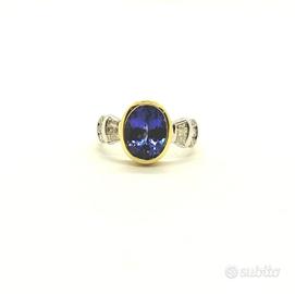 Anello oro 18 kt diamanti Tanzanite naturale (I)