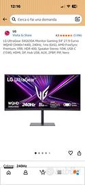 Lg ultragear “34”pollici monitor da gaming curvo