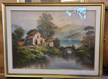 Set 3 dipinti su tela con cornici dorate e vetro - Arredamento e Casalinghi  In vendita a Lecco
