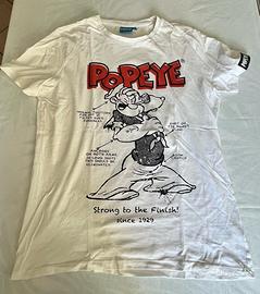 T-shirt Popoye braccio di ferro L bianca