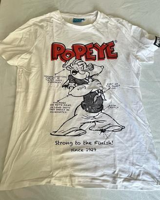 T-shirt Popoye braccio di ferro L bianca