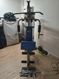 Lat machine+panca reclinabile+set aste e pesi