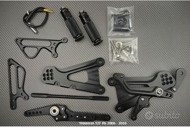 Pedane Anteriori In Alluminio Per Yamaha YZF R6 (1999-2012) E R1 (1998-2014) - TCMT, Colore Argento, Aftermarket - 2