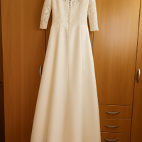 Abito da sposa elegante in pizzo e satin: tg. 46