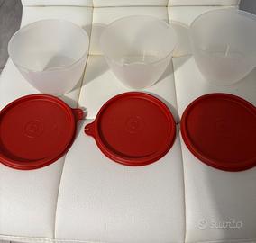 Set 3 Ciotole Tupperware nuove con coperchio rosso