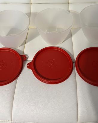 Set 3 Ciotole Tupperware nuove con coperchio rosso