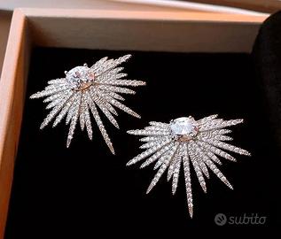 Orecchini acciaio stella brillantini in zirconia 
