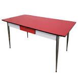 Tavolo vintage anni ’70 formica rossa con 6 sedie