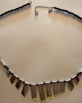 Collier oro bianco e onice