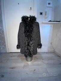 Giacca mantello 3/4 con tasche e cappuccio tg.M