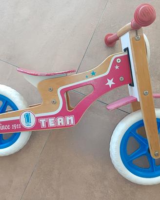 Bicicletta per bambini in legno, senza pedali 