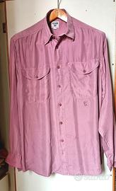 Camicia pura seta uomo rosa antico/malva
