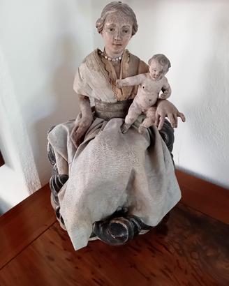 scultura lignea Madonna con bambino