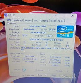 CPU processore intel i3-2350M socket 988B rPGA