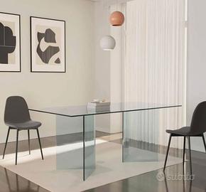 Tavolo rettangolare 180x90 cm vetro temperato