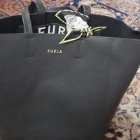 borsa in vera pelle nera Furla grande 